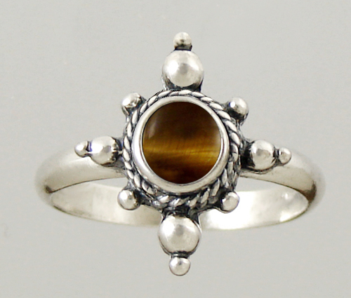 Sterling Silver Gemstone Ring With Tiger Eye Size 10